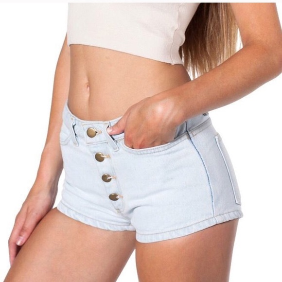 American Apparel Pants - American Apparel Light Wash Button Up Shorts